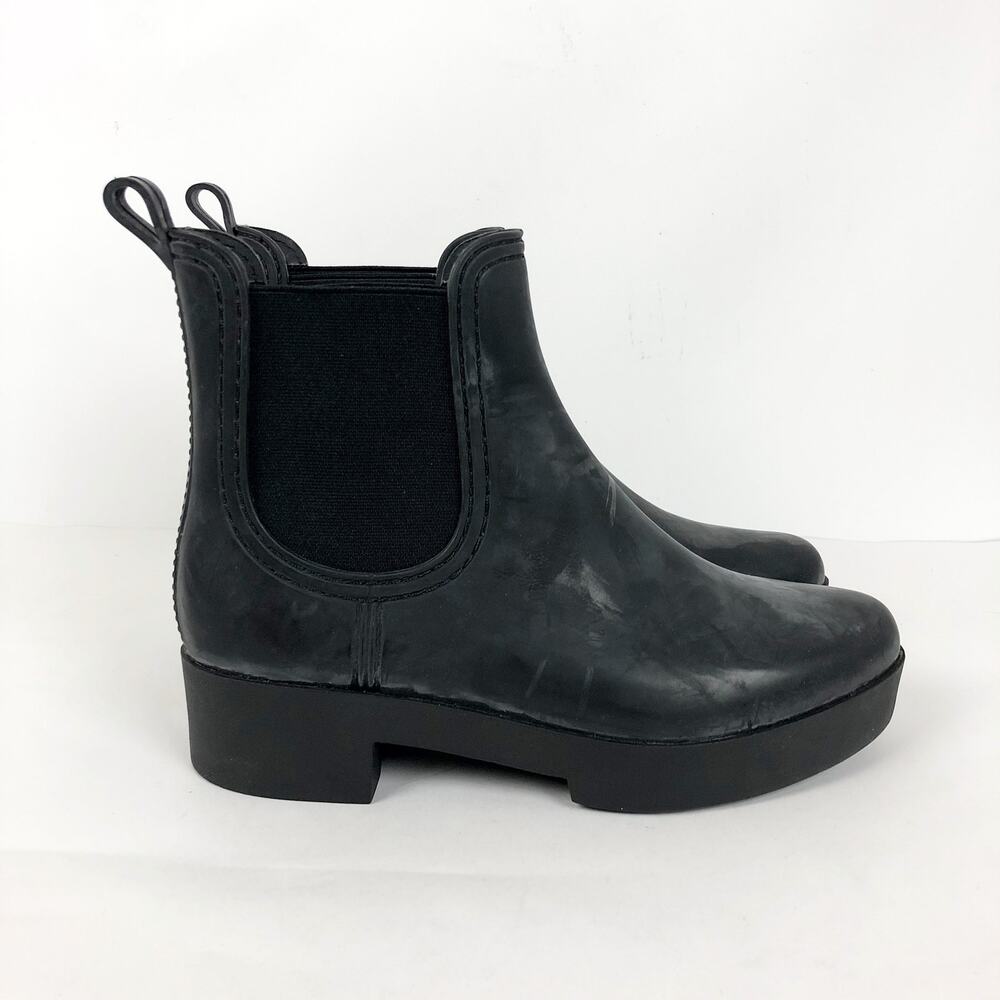 Jeffrey Campbell Womens Cloudy Chelsea Rain Boots Size 9 Black Pull On